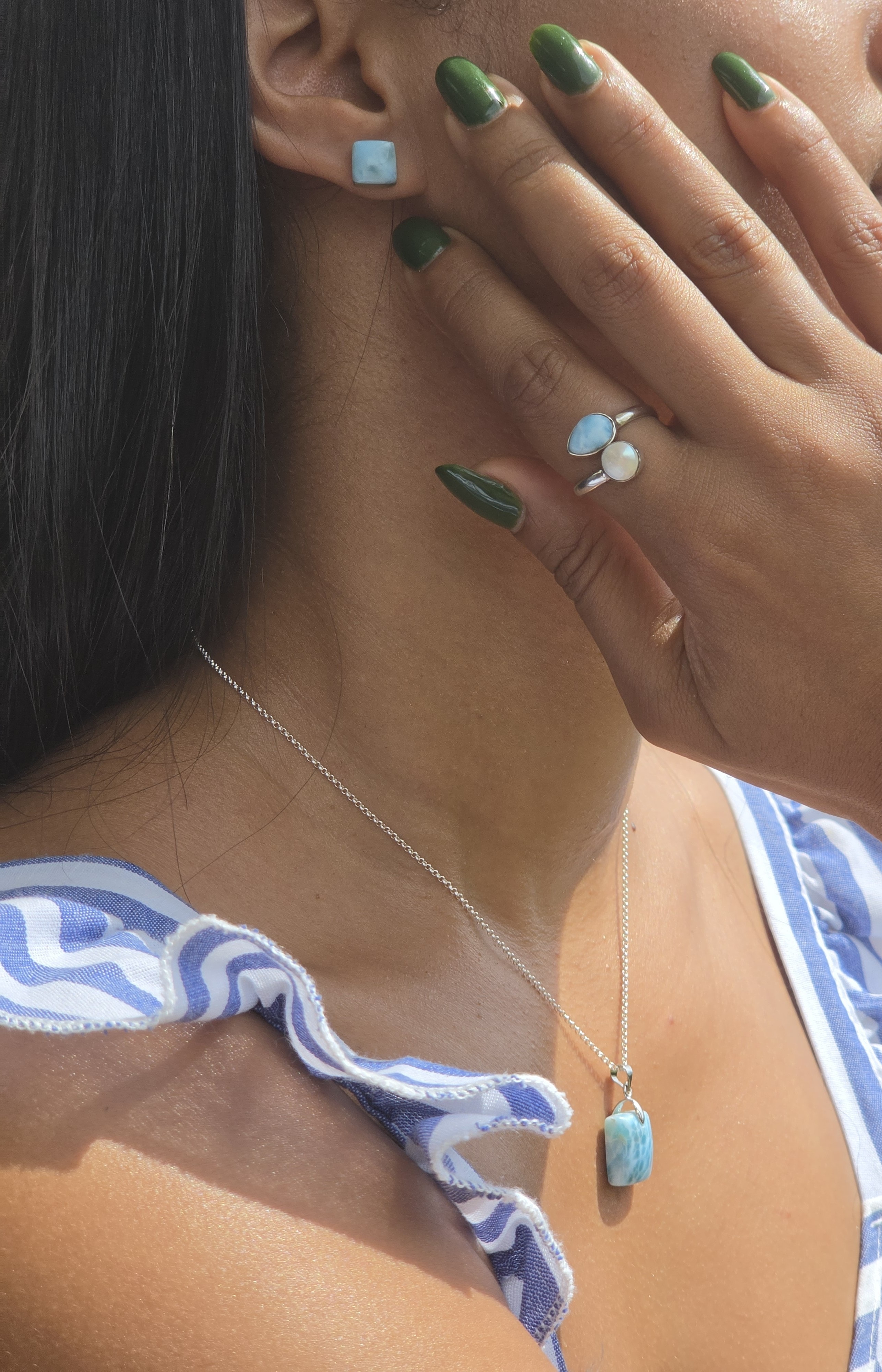 Anillo de Plata Larimar - Perla del Río
